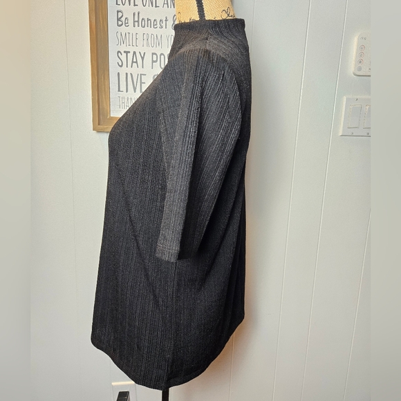 Jones New York, Solid Black High Neck Blouse With Zippered Back, Size Medium - Picture 2 of 7